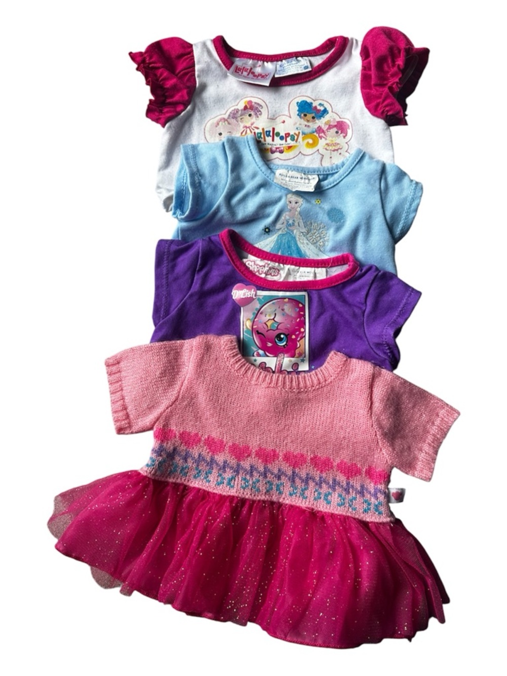 Build-A-Bear Pink Magenta Purple Blue White Dress & Tops Set
